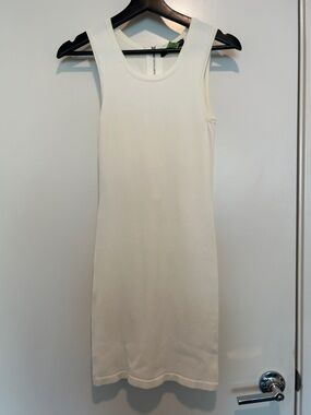 Central Park West Sleeveless Cream Knit Mini Dress